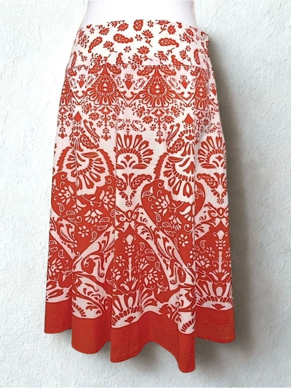 Talbots‎ Women Orange White Floral  Skirt Size 6p 100% Cotton